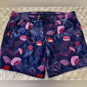 MeUndies Navy and Red Jelly Fish Swim Trunks